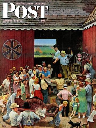 "Country Auction," Saturday Evening Post Cover, August 5, 1944 - Giclee Print, 12x16