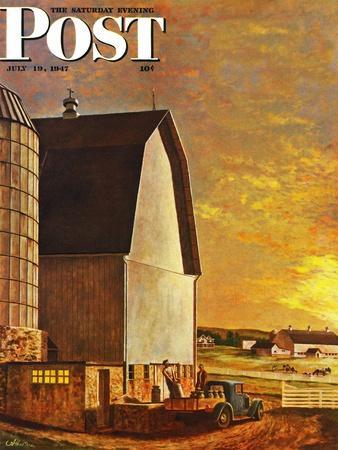"Dairy Farm," Saturday Evening Post Cover, July 19, 1947 - Giclee Print, 12x16