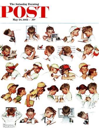 "Day in the Life of a Boy" Saturday Evening Post Cover, May 24,1952 - Giclee Print, 12x16