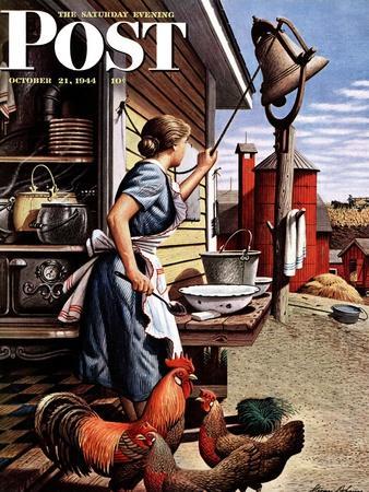 "Dinner Bell," Saturday Evening Post Cover, October 21, 1944 - Giclee Print, 12x16