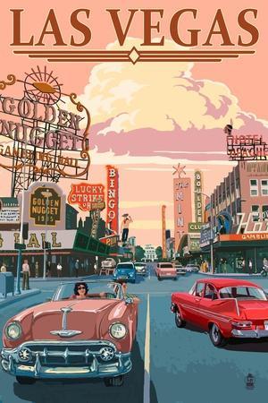Las Vegas Old Strip Scene - Wall Art Print, 12x18
