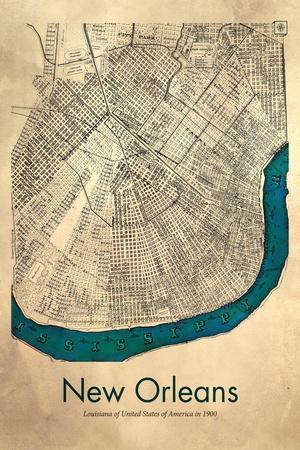 New Orleans Map - Giclee Print, 12x18