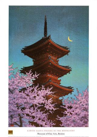 Pagoda in Moonlight - Wall Art Print, 20x28