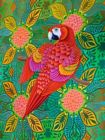 Red parrot, 2021, (oil on canvas) - Giclee Print, 12x16
