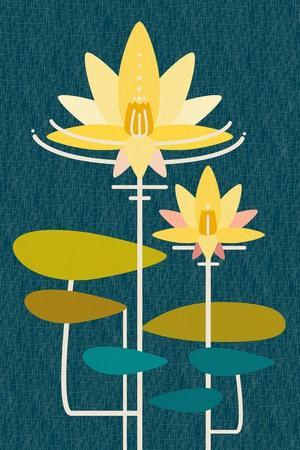 Scandinavian Lotus (Blue) - Wall Art Print, 12x18