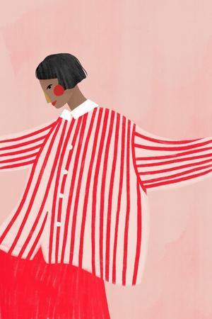 The Woman with the Red Stripes - Giclee Print, 12x18